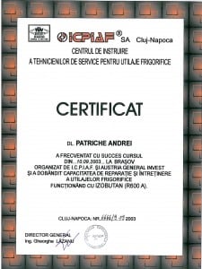 Certificat IZOBUTAN R600A